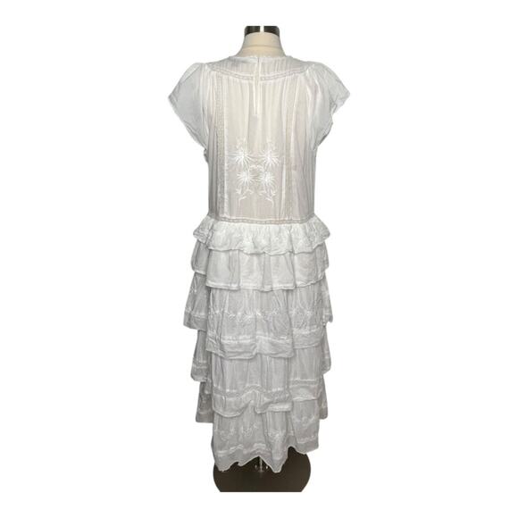 Banana Republic White Selene Embroidered Midi Dress Size Large - Picture 3 of 16